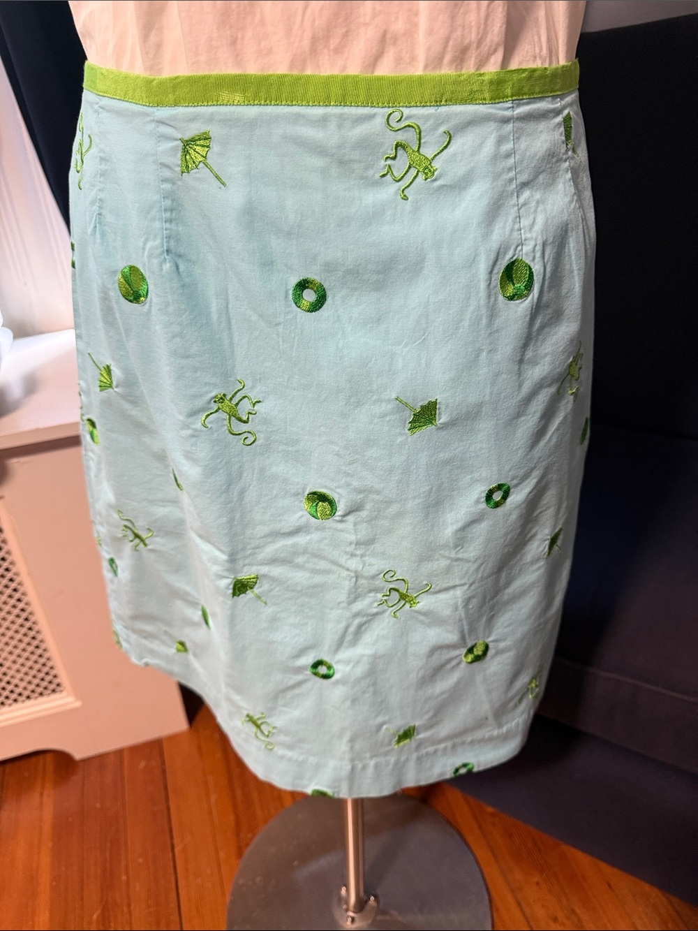 White Label Lilly Pulitzer Pool Blue A-Line Skirt Vintage Cotton